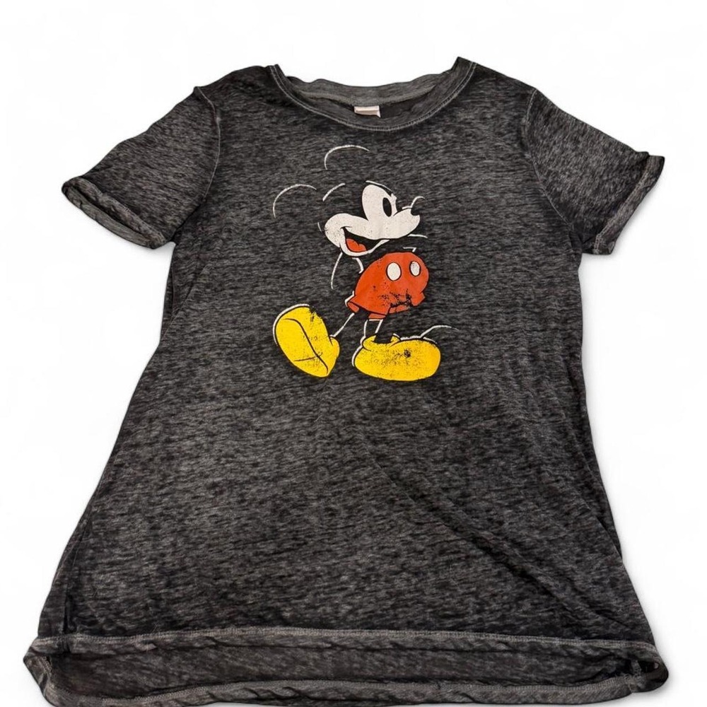 Disney Mickey Mouse Burnout Graphic Tee Charcoal Grey XL Distressed Vintage Look